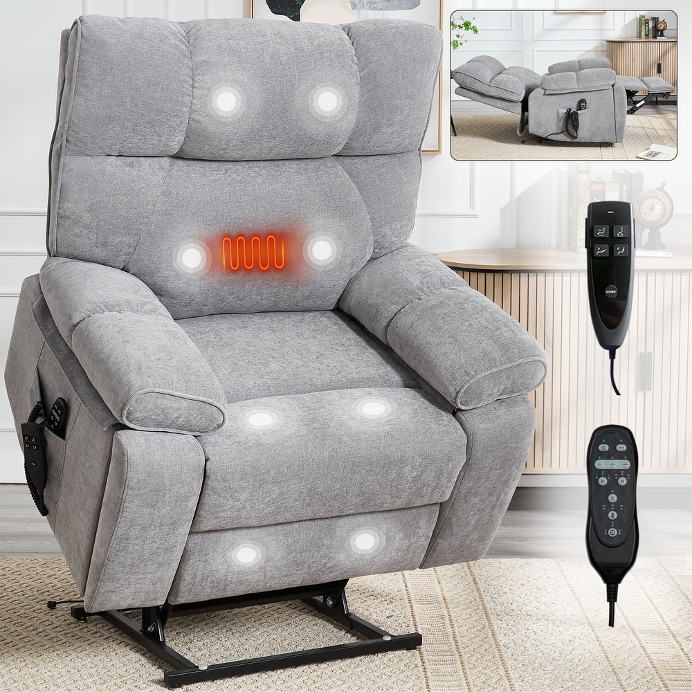 Power-Remote Lift Recliners with Hidden Cup Holders, Heat Massage