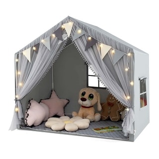 Costway Kids Play Tent with Door Curtains Windows Star Lights Colorful - See Details