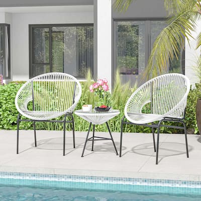 3-Piece Outdoor Acapulco Chair Set Wicker Conversation Bistro Sets