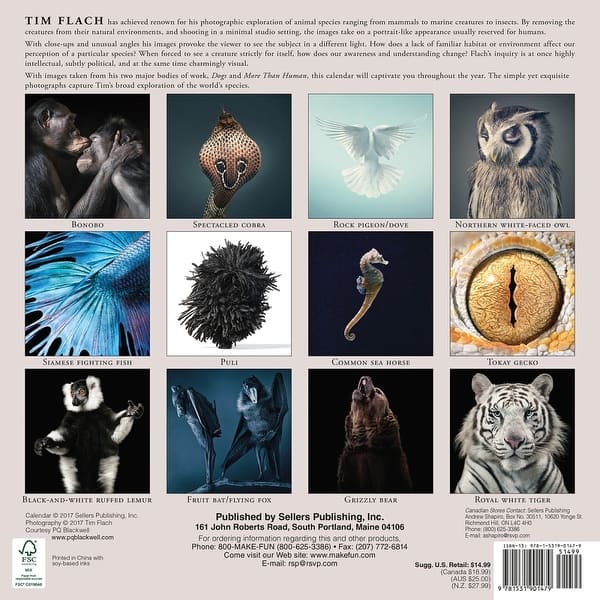 Shop Tim Flach More Than Human Wall Calendar Wildlife By Sellers Publishing Overstock 18143914