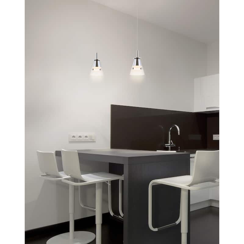 Orion 5" 1-Light Adjustable Metal Integrated LED Pendant, Chrome by JONATHAN Y