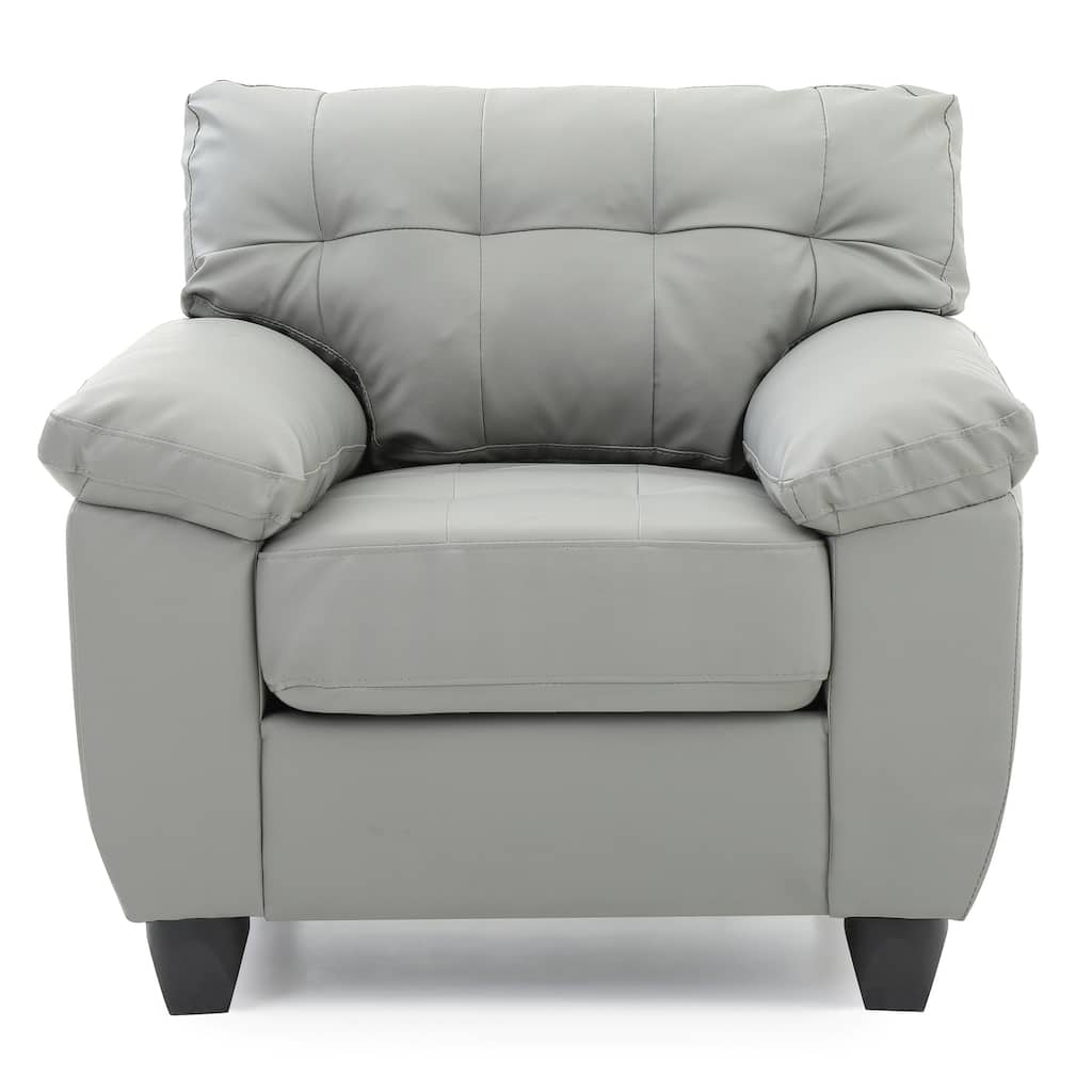 Leather Tufted Upholstered Accent Chair - 36" - Gray