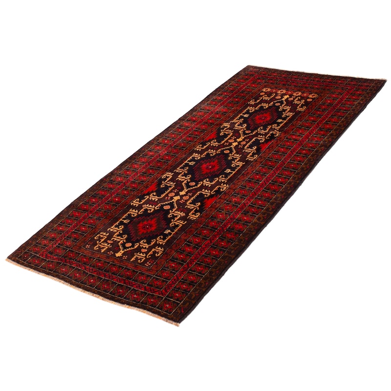 ECARPETGALLERY Hand-knotted Teimani Red Wool Rug - 4'1 x 9'3
