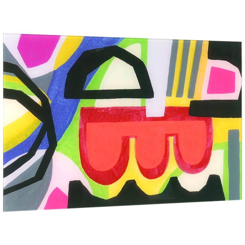 "Bold Shape Shift I" Frameless Free-Floating Reverse Printed Tempered Art Glass