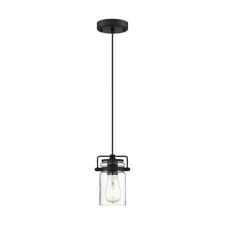 Antebellum 1-Light Mini Pendant Fixture Matte Black Finish with Clear Glass