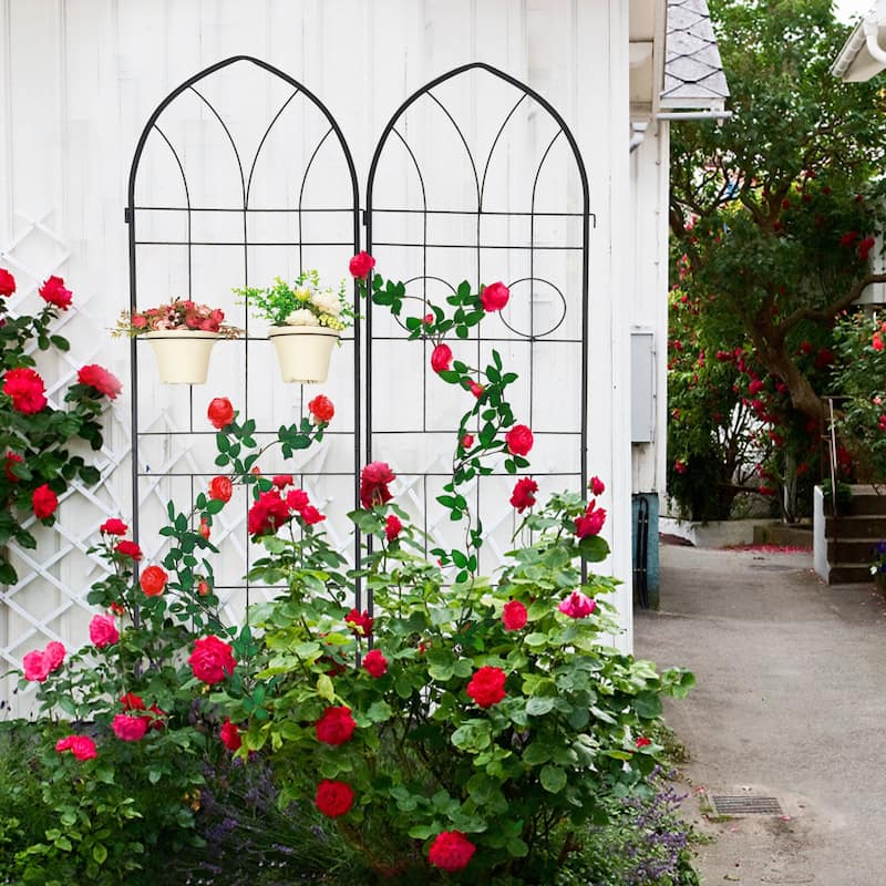 4 Pack Metal Garden Trellis Rustproof Trellis for Climbing Plants Outdoor Flower Support Green