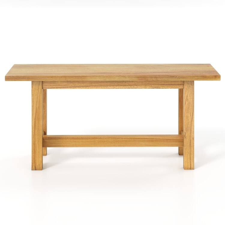 Natural Teak Wood Outdoor Garden Bench 40 inches 2-Seater with H-Legs - 40" × 10.5" × 18"
