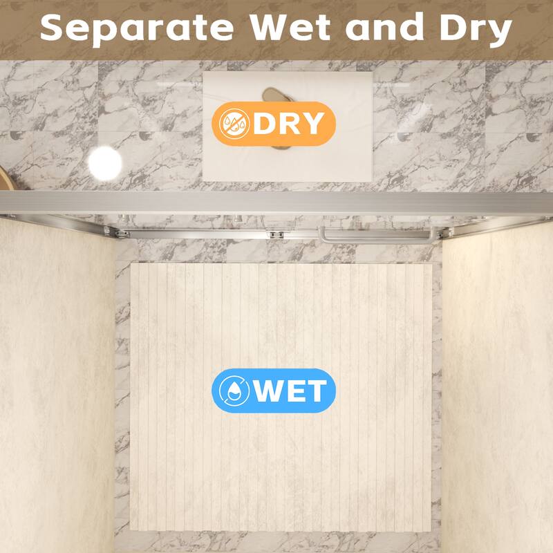 GDFStudio - Landon Modern Double-Sliding Tempered Glass Shower Door Set