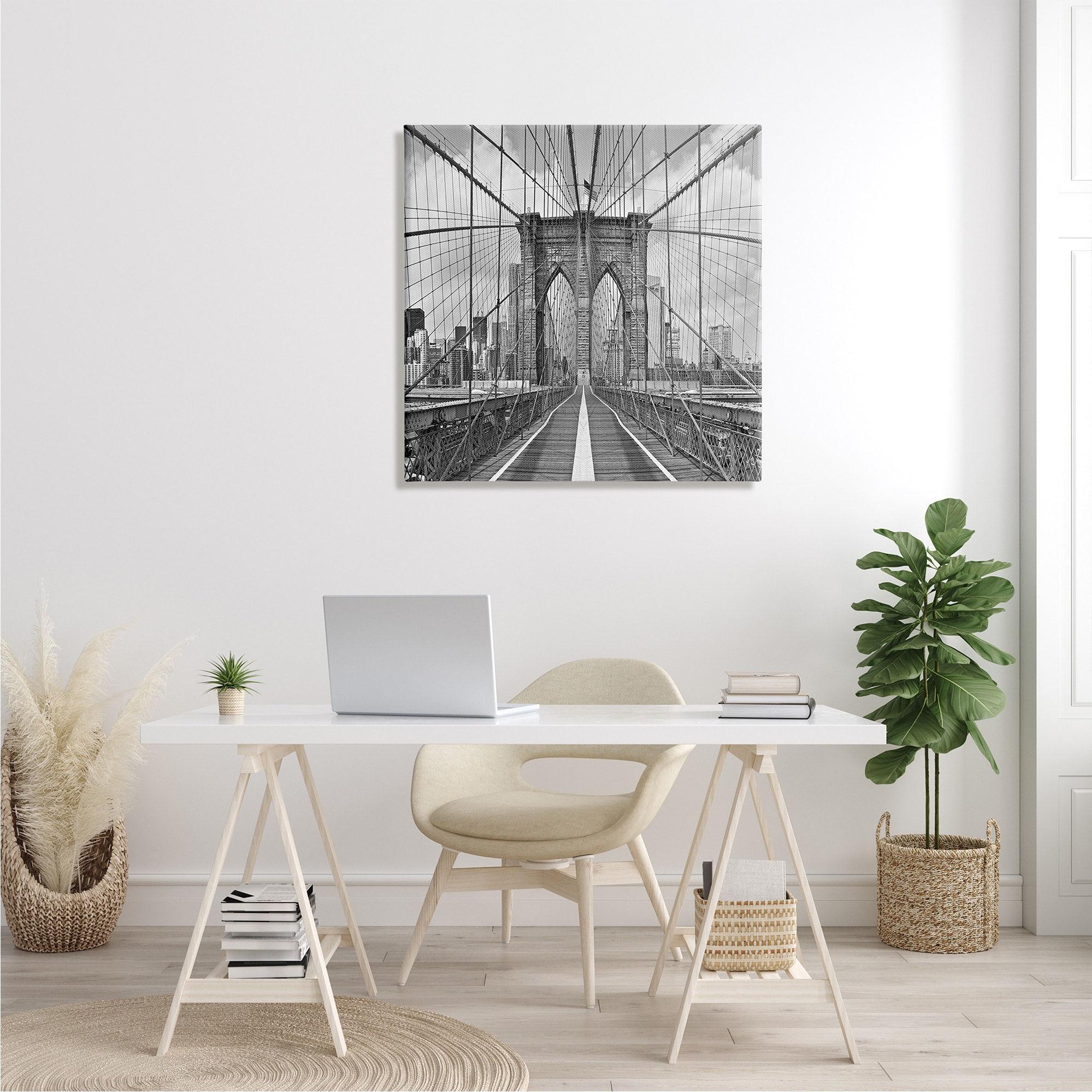 Stupell Brooklyn Bridge Black White Industrial Landscape - Picture 12 of 19