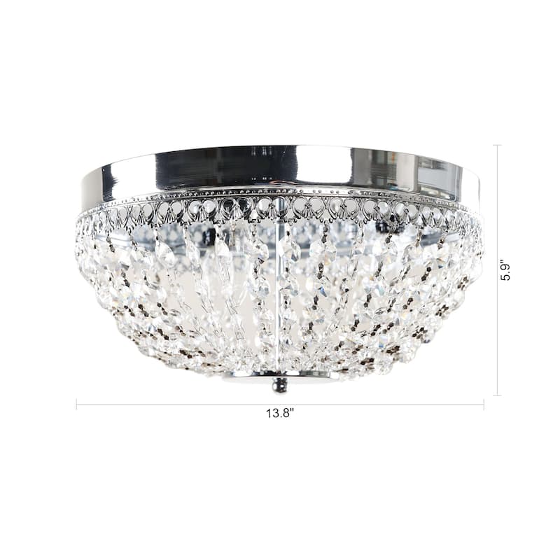 14 Inch Modern Crystal Flush Mount Chandelier