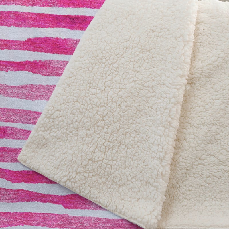 Premium Machine Washable ASB187 Ombre Stripes Sherpa Throw Blanket