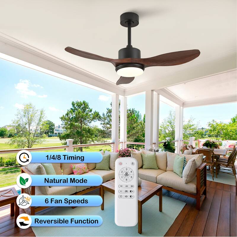Sofucor 42/52 Inch Ceiling Fan With Light,3 ABS Blades Remote Control,Reversible DC Motor With Dimmable LED