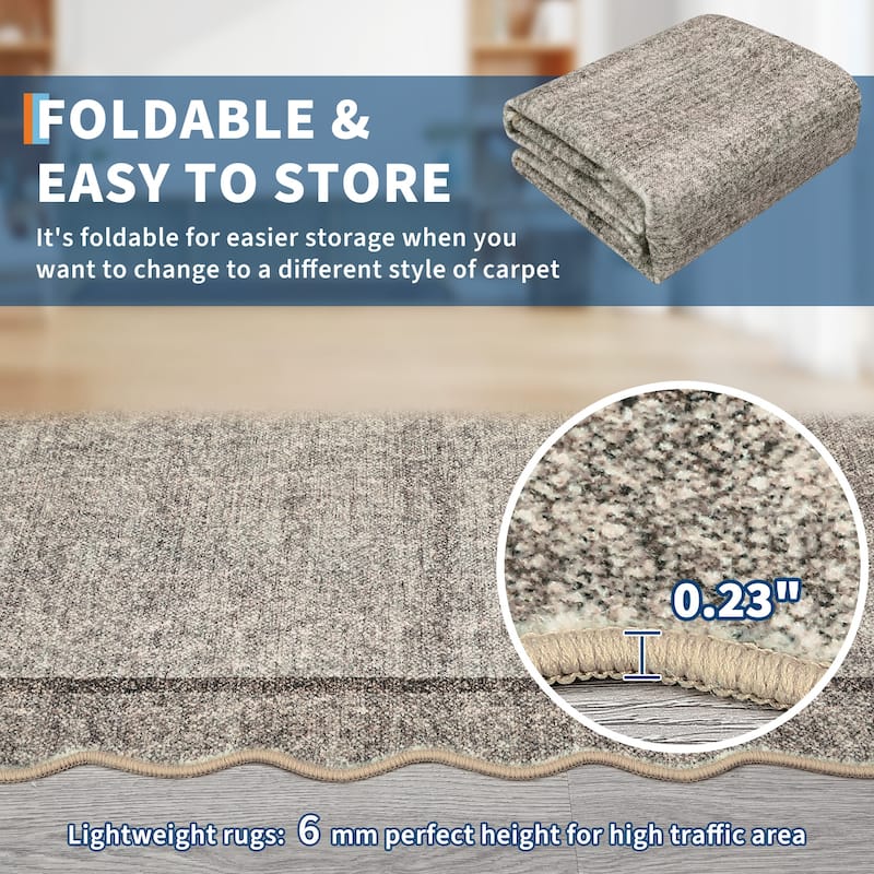 Garvee Scallop Solid Washable Area Rug