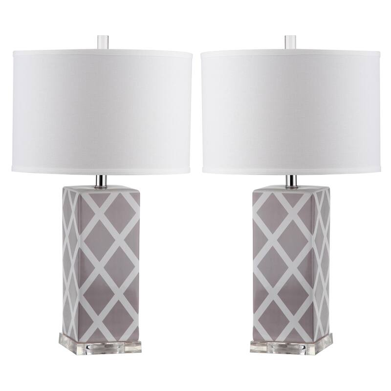 SAFAVIEH Lighting 27-inch Grey Garden Lattice Table Lamp (Set of 2) - 15"W x 15"D x 27"H