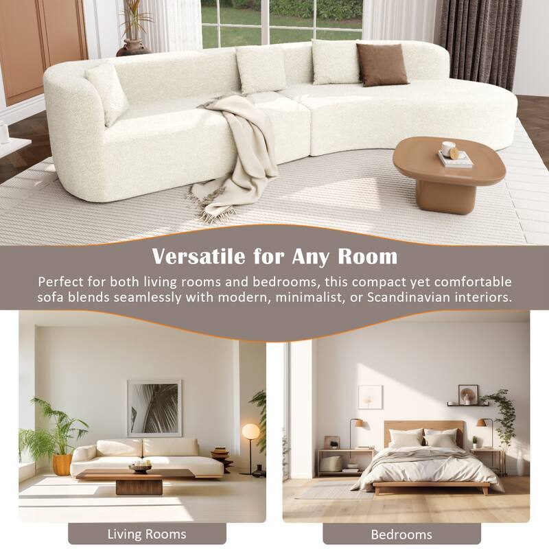 Modular Curved Sectional Sofa, Chenille Fabric Sofa with 4 Pillows, High-Density Compressed Sponge Deep Seat Sofa