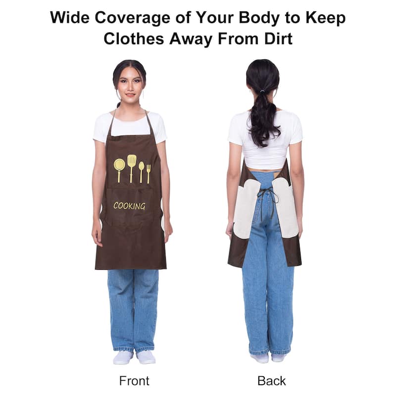2pcs Bib Apron 72x65cm Unisex Cooking Aprons with Hand Wipe - 28.35" x 25.59"