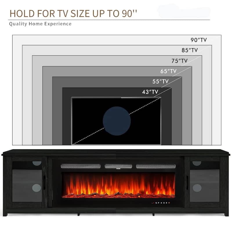 80" Fireplace TV Stand, Entertainment Center with 50" Electric Fireplace