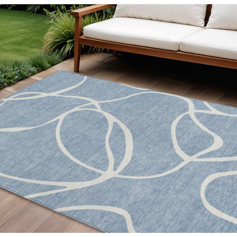 HomeRoots Abstract Transitional Rectangle Outdoor Rug - 9' X 12'