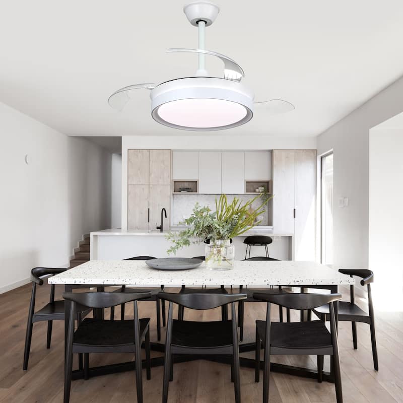 Oaks Aura Modern 36in. LED Light Memory Retractable Ceiling Fan with Light, 6-Speed,Dc Motor Technology, Remote Control