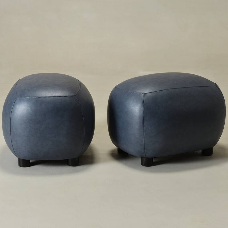 KINWELL 23" Wide Faux Leather Upholstered Ottoman Footrest, PU Entryway Footstool