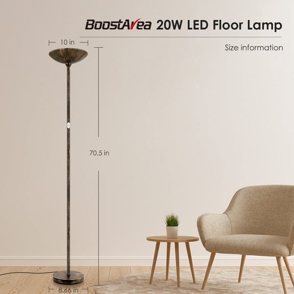 20W 2000LM LED Torchiere Floor Lamp, Stepless Dimmable, Touch Control ...
