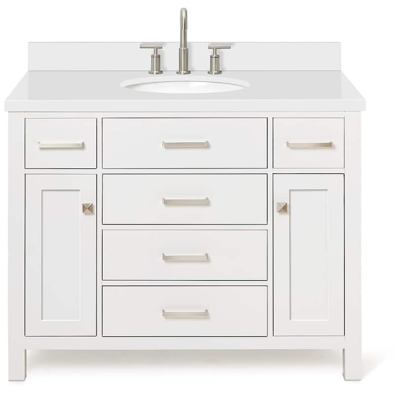 Ariel H043SWQOVO Bristol 43" Free Standing Single Oval Basin Vanity - White - Colored