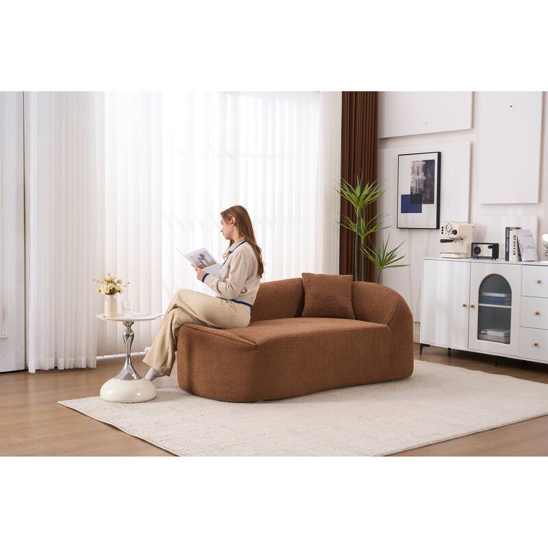 LY-048 Compression Curved Chaise Longue Chair Indoor, Modern Chenille Loveseat Couch