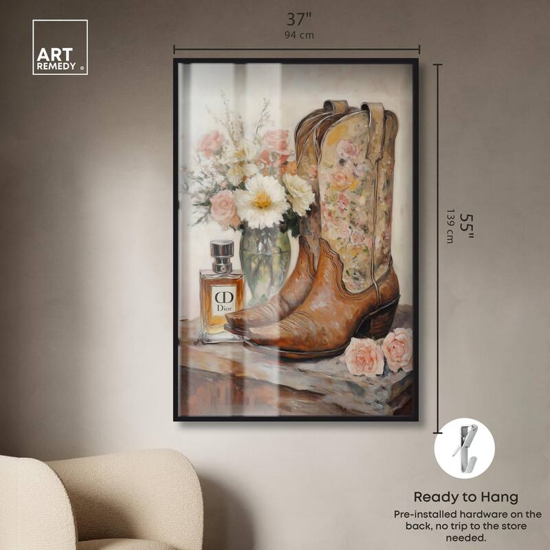 Delicate Floral Boots Shadowbox by Art Remedy
