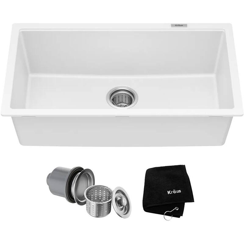 Kraus 31-1/2" Single Basin Undermount Granite Composite Kitchen Sink - White