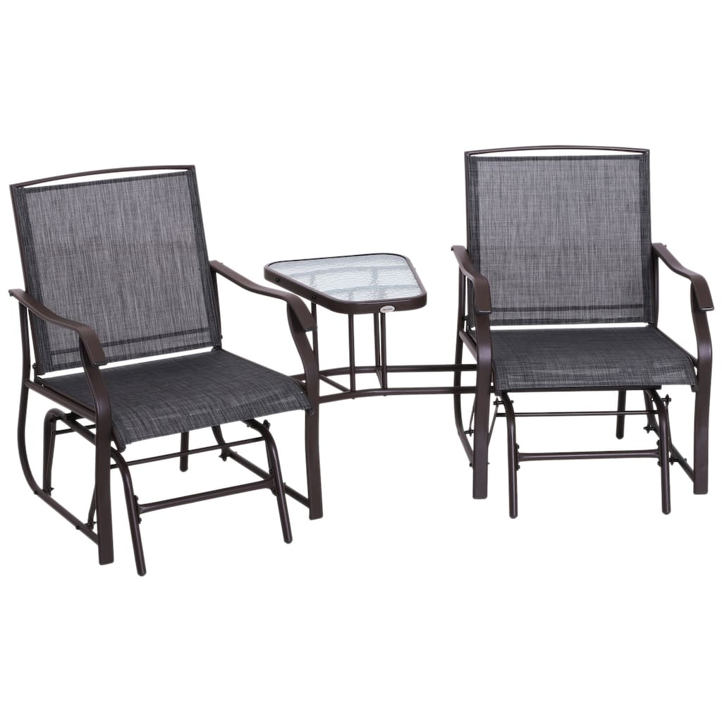 Outsunny 3-pc. Outdoor Sling Fabric Gliding Rocker Chairs w/ Table