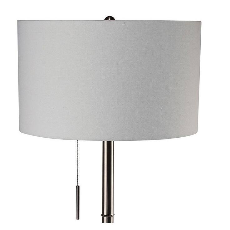 Vintage Look 1pc Floor Lamp Brushed Steel Tripod Legs Unique High Lamp Pull Switch 57"H