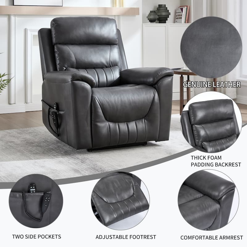 350 Lbs Leatherair Power Lift Recliner Chair, Heavy Duty Motion Mechanism With 8-Point Vibration Massage And Lumbar Heating