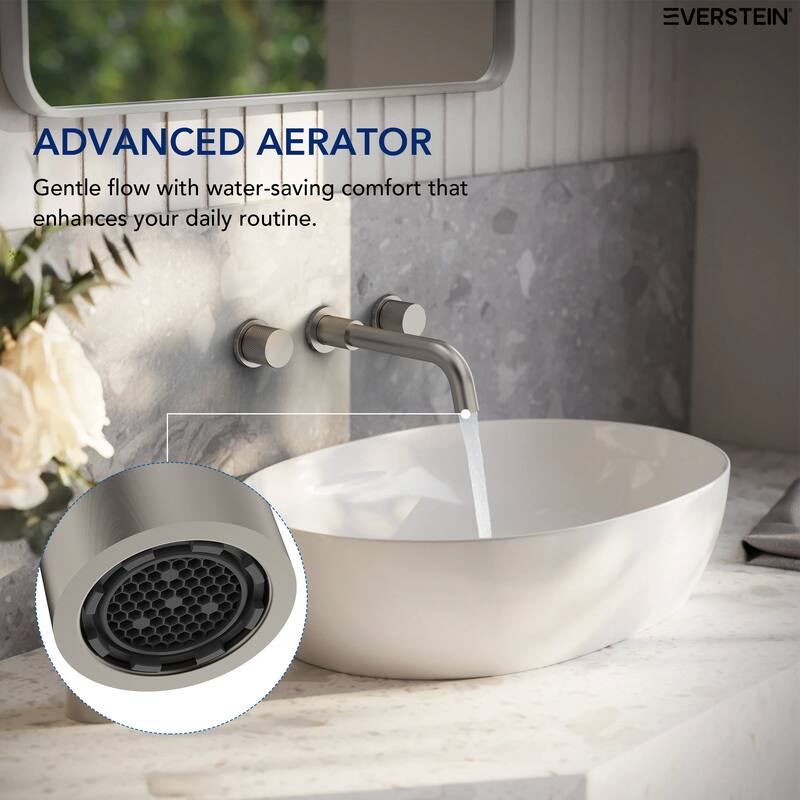 Wall Mount Stainless Steel Bathroom Sink Faucet 3 Hole 2 Handles Bathroom Faucet