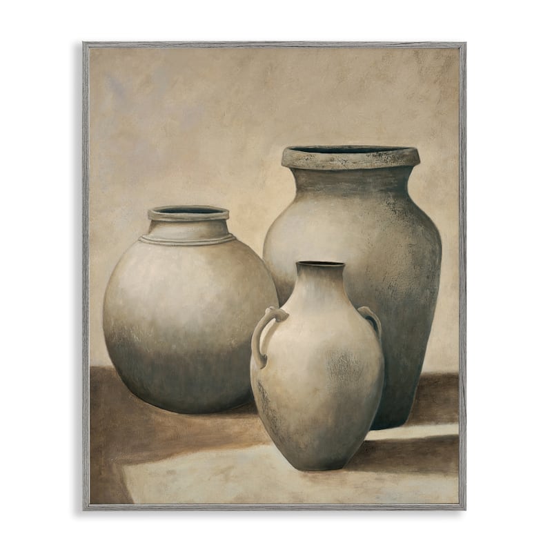 Stupell Trio of Vases Still Life Framed Giclee Art Design By André Mazo - 24 x 30 - Grey