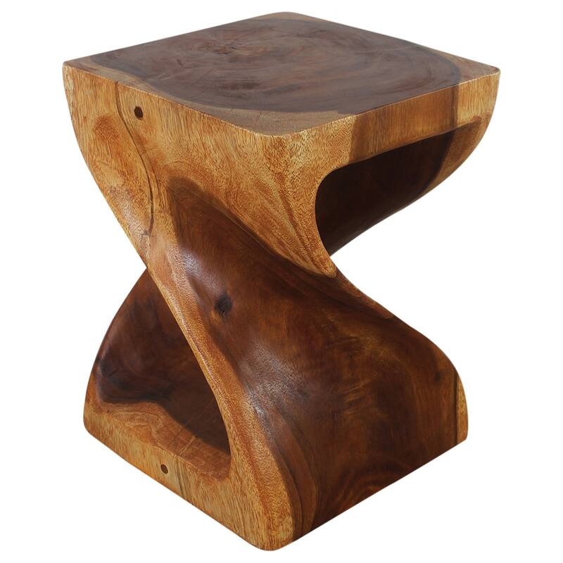 Haussmann® Wood Twist End Table 15 x 15 x 20 inch High Cherry Oil