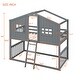 preview thumbnail 29 of 27, Twin Over Twin House Bunk Bed With Ladder and Fence Wood White Modern Contemporary Urban