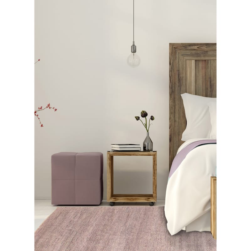 ECARPETGALLERY Hand-knotted Silk Shadow Light Grey, Purple Silk, Wool Rug - 6' 6" x 9' 7"