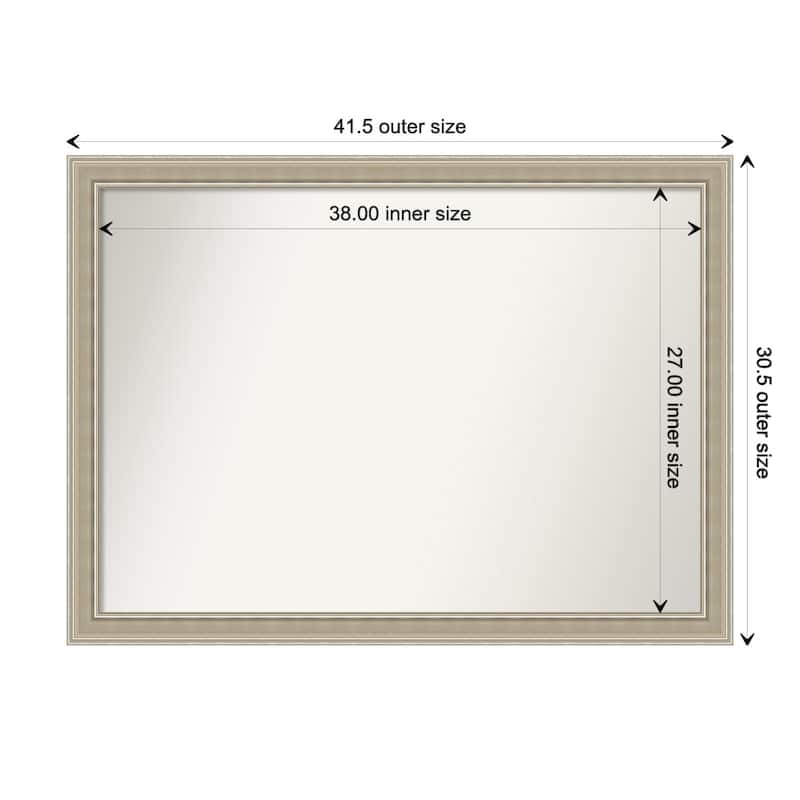 Mezzo Silver Non-Beveled Wood Framed Bathroom Vanity Wall Mirror - Mezzo Silver - Glass Size 38x27