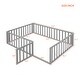 preview thumbnail 16 of 38, Safe Play Area, Full Size Wooden Floor Bed Frame with Fence and Door, Open Design Low Bed for Kids, Without Slats