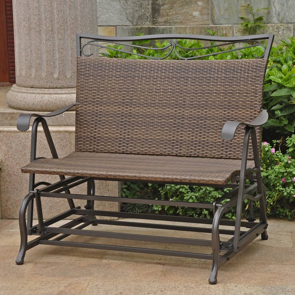 Valencia Resin Wicker/ Steel Frame Double Glider Bench