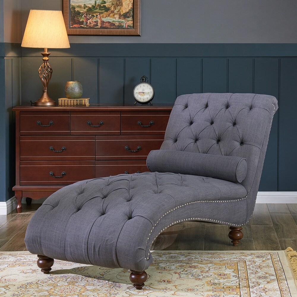 Overstockbelleze Teofila Tufted Chaise Lounge Chair Leisure Sofa Couch Gray Standard Standard Dailymail