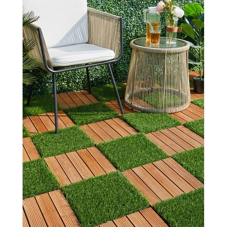 Yaheetech 27pcs 12"x12" Tiles for Patio Garden for Indoor & Outdoor - Natural Wood