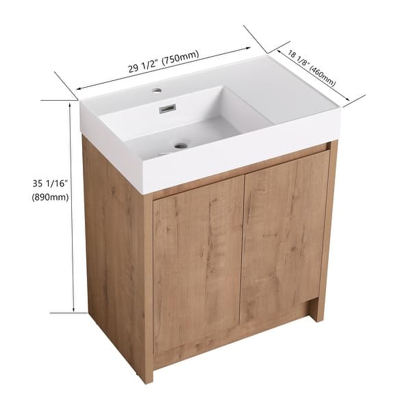 dimension image slide 7 of 9, Beingnext 24"/30"/48"/60" Bathroom Vanity with Sink, Freestanding Bathroom Vanity with Soft Close Door and Shelf