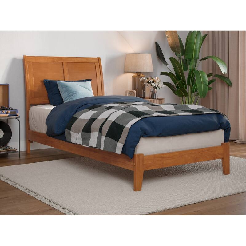 AFI, Portland Solid Wood Low Profile Platform Bed - Light Toffee - Twin XL