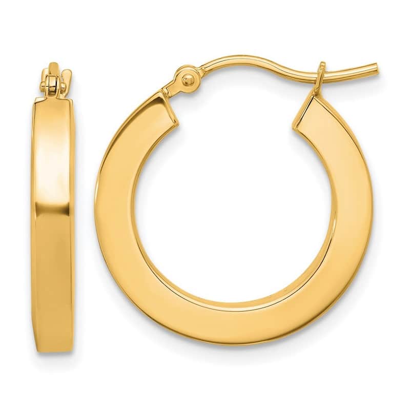 Curata 14k Yellow Gold Polished Square Hoop Earrings - 20x20mm