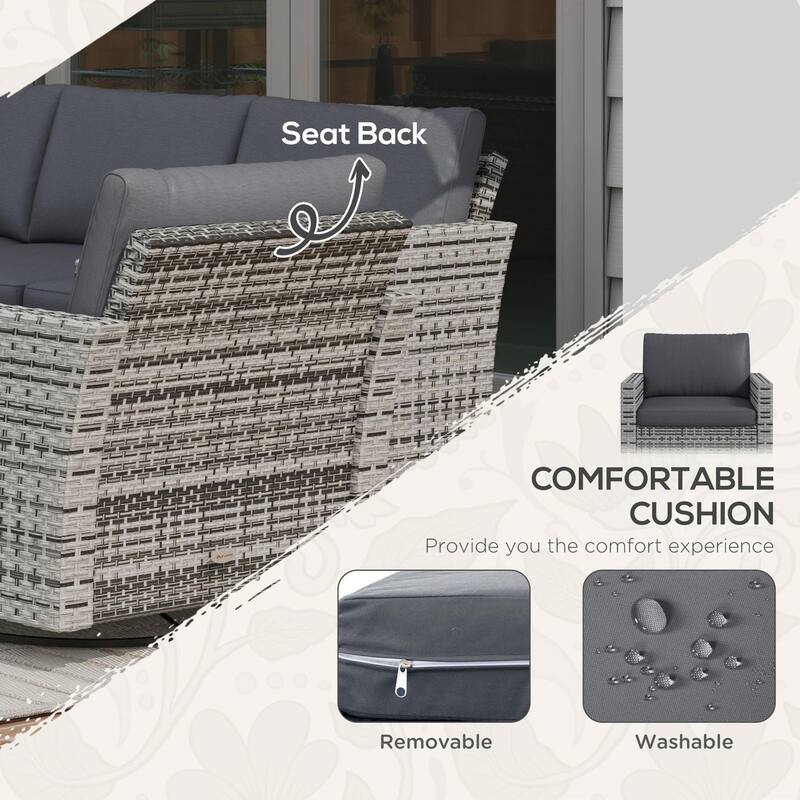 6PCS PE Rattan Patio Set, Swivel Rocking Sofa Side Table,Weatherproof