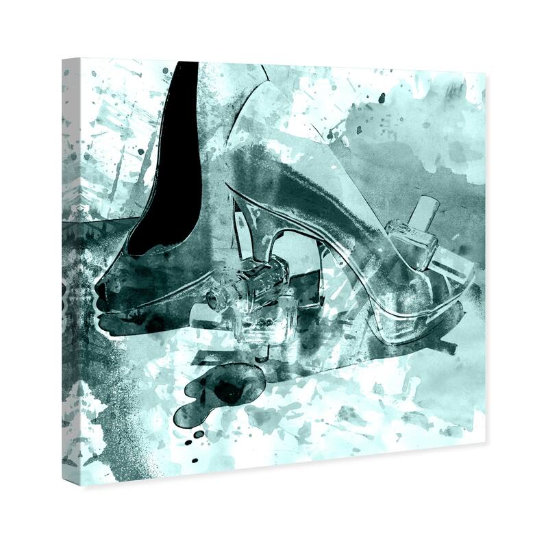 Wynwood Studio Canvas Fashion and Glam Emerald Shoes Blue Green and Mint Green Glam Wall Art Canvas Print