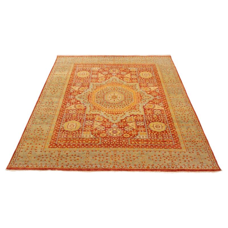 ECARPETGALLERY Hand-knotted Mamluk Dark Copper Wool Rug - 7'10 x 9'8