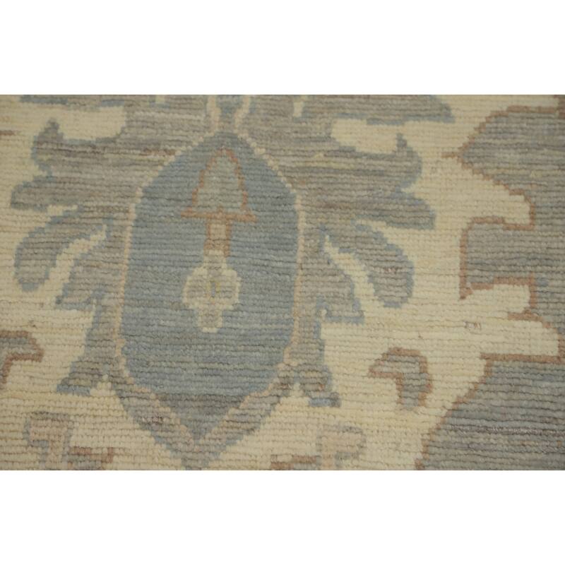 Vegetable Dye Wool Oushak Turkish Area Rug, Floral Geometric Carpet - 12' 0'' X 8' 10''