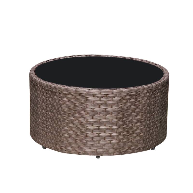 Cushioned Wicker Half-moon 5-piece Outdoor Sectional Set